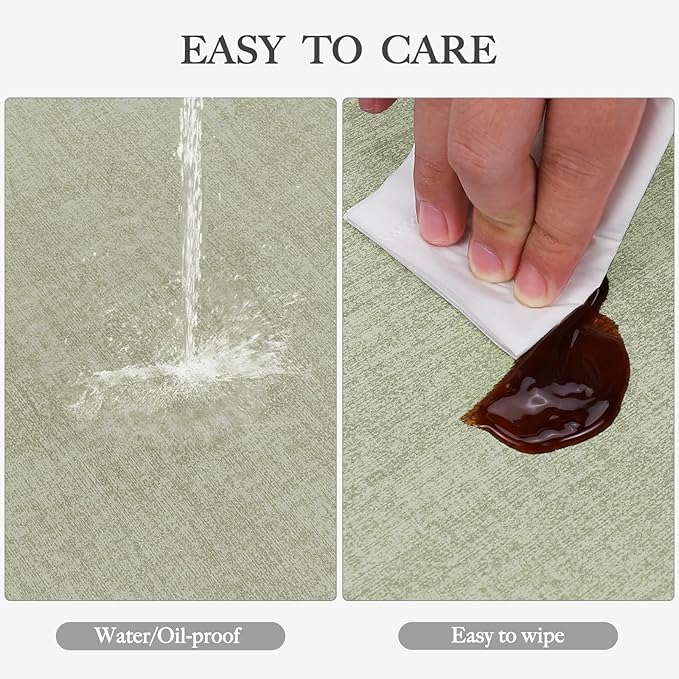 Faux Leather Heat Resistant Spring Placemats Set of 6 – Waterproof Oilproof Wipeable Dining PU Vinyl Place Mat Easy Clean Table Mats for Kitchen/Dining/Party/Holiday, Grass Green