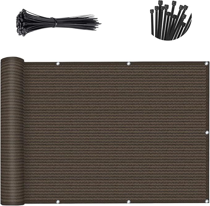 SUNNY GUARD Customized 2'6''x3' Brown Balcony Privacy Screen,92% Shade Apartments Fence Cover,Heavy Duty Mesh Windscreen for Deck,Outdoor,Backyard,Patio