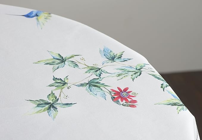 Maison d' Hermine Table Cloth Round Table 100% Cotton 63 Inches Tablecloth Reusable Decorative Everyday Use for Dining Room, Farmhouse, Home, Party, Festive & Wedding Spring Summer - Tropiques
