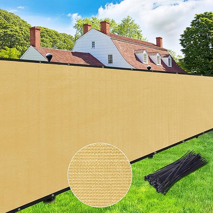 UPGRADE 6' x 50' Privacy Screen Fence Commercial Shade Cover with Heavy Duty Grommets for Visibility Blockage & Home Protection-Sand, Customizable
