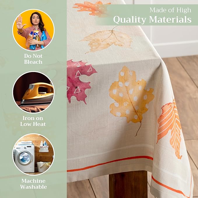 Maison d' Hermine Table Cloth Square Table 100% Cotton 54 x 54 Inches Fall Tablecloth Reusable Everyday Use for Thanksgiving Christmas Decorations Dining Farmhouse Party (Colours of Autumn)