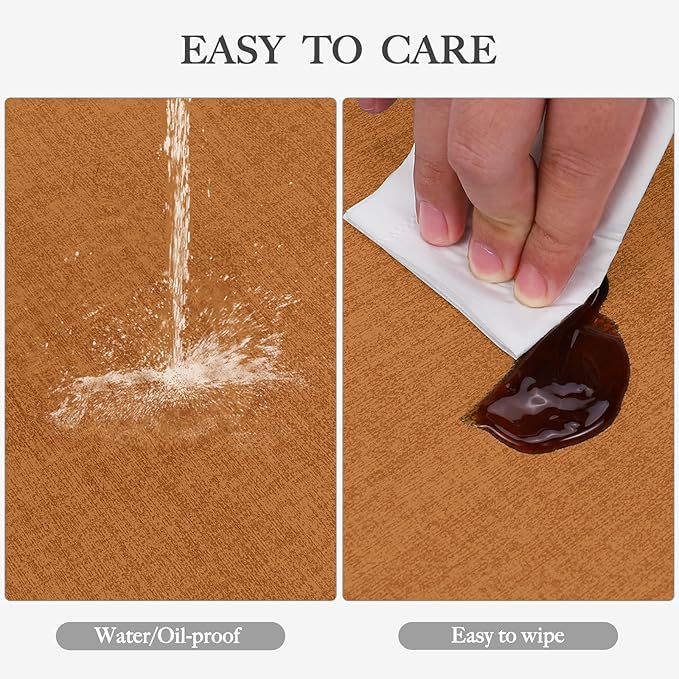 Faux Leather Heat Resistant Fall Placemats Set of 6 – Waterproof Oilproof Wipeable Dining PU Vinyl Place Mat Easy Clean Table Mats for Kitchen/Dining/Party/Holiday, Orange
