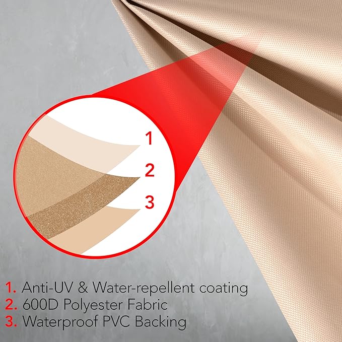 Heavy Duty BBQ Grill Cover for Outdoor Grill, 58 Inch – Waterproof, Weather Resistant, UV & Fade Resistant with Adjustable Straps – Gas Grill Cover for Weber, Genesis, Charbroil, etc. Tan