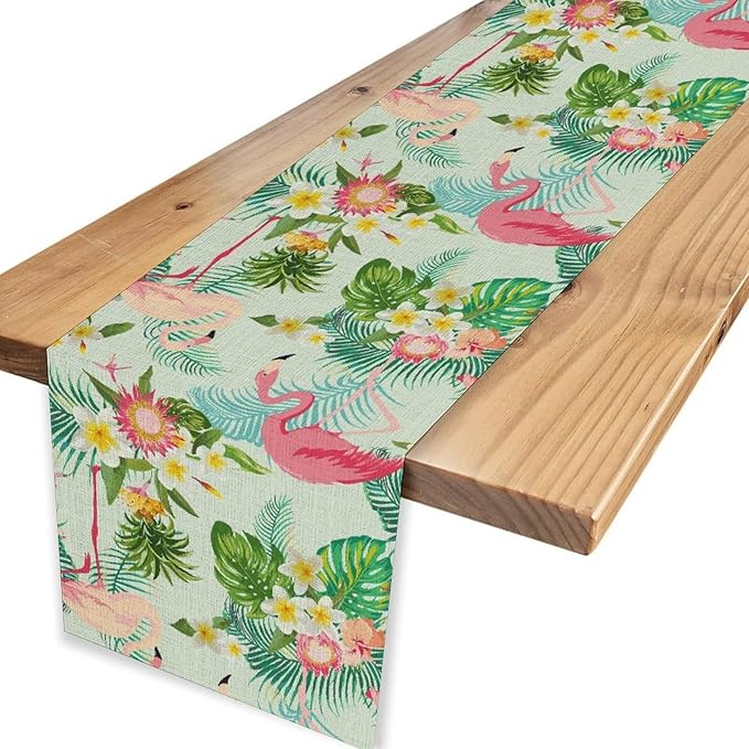 Tropical Table Runner,Hawaii Seasonal Floral Spring Summer Plants Pineapples Boho Table Center Decor for Family Kitchen and Living Room Outdoor Farmhouse Party Table Decorations, 13"x72"