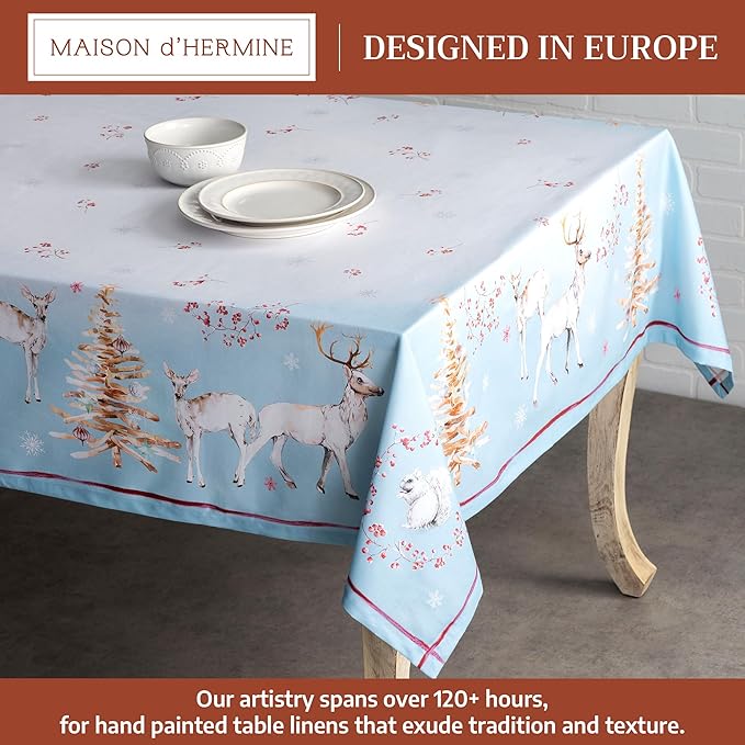Maison d' Hermine Table Cloth Rectangle Table 100% Cotton 54 x 72 Inches Fall Tablecloth Reusable Everyday Use for Thanksgiving Christmas Decorations Dining Farmhouse Party (Fairy Tale Forest)