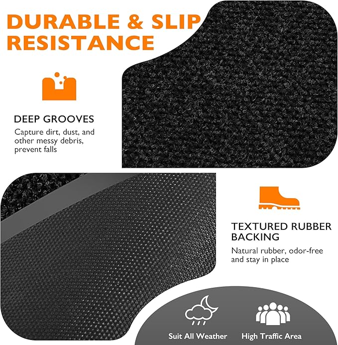 Custom Size Extra Large Front Door Mat, 4FT x 54FT Indoor Outdoor Entrance Commercial Floor Mat, Heavy Duty Dirt Trapper Doormat for Entryway Welcome Mat, Low Profile, Non-Slip, Waterproof