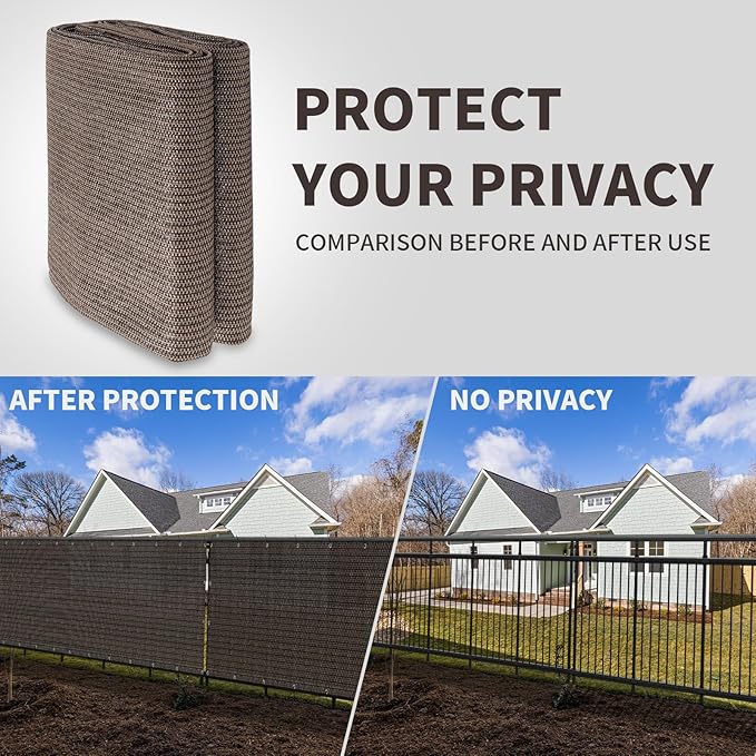 LOVE STORY Custom Size 2'6''x18' Brown Balcony Privacy Screen,UV Block Privacy Fence Screen,90% Shield for Outdoor Pool Garden Apartment Railing