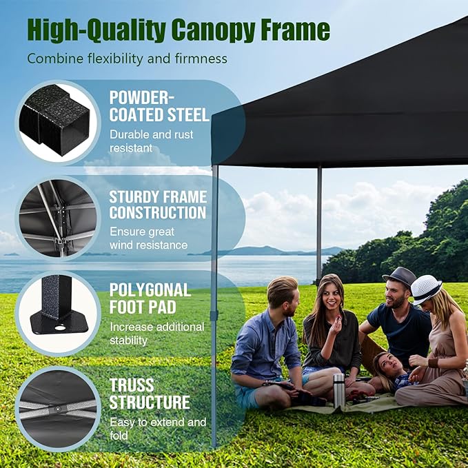 Eurmax USA NOMATTER ONE-Person Open&Close 10x10ft Pop Up Canopy Tent，Portable Shelter Canopy for Outdoor Events，Instant Canopies, Temporary Sunshade,Bonus 4 Sand Bags(Hi-Vis Orange)