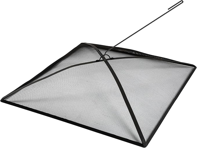 WeCooper Heavy Duty Fire Pit Spark Screen Cover,36in Steel Mesh Square Fire Pit Screen, FirePit Ember Guard with FirePit Poker