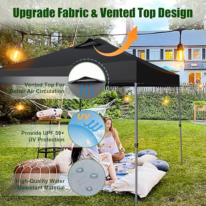 Eurmax USA NOMATTER ONE-Person Open&Close 10x10ft Pop Up Canopy Tent，Portable Shelter Canopy for Outdoor Events，Instant Canopies, Temporary Sunshade,Bonus 4 Sand Bags(Hi-Vis Orange)