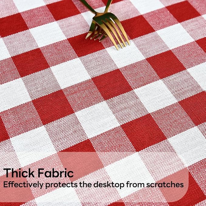 Gingham Tablecloth Rectangle Table Cloth Heavy Duty Cotton Checkered Table Cover for Spring Picnic Kitchen Dining (C-Red, 52x86 inch)