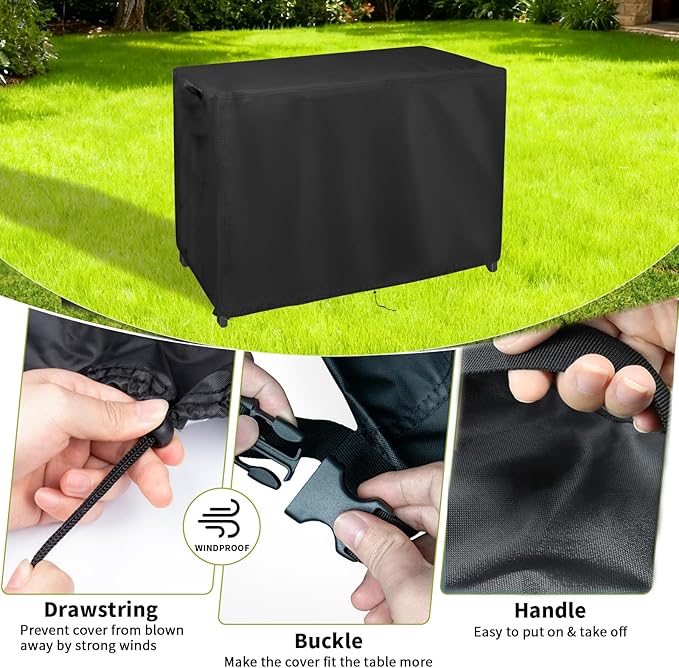 Grill Cart Cover, Outdoor Grill Stand Cover with UV Protection & Windproof Straps,Heavy Duty Covers for Most Standard Grill Carts/Pizza Oven Table -31.5" D x 31.5" W x 35.43" H