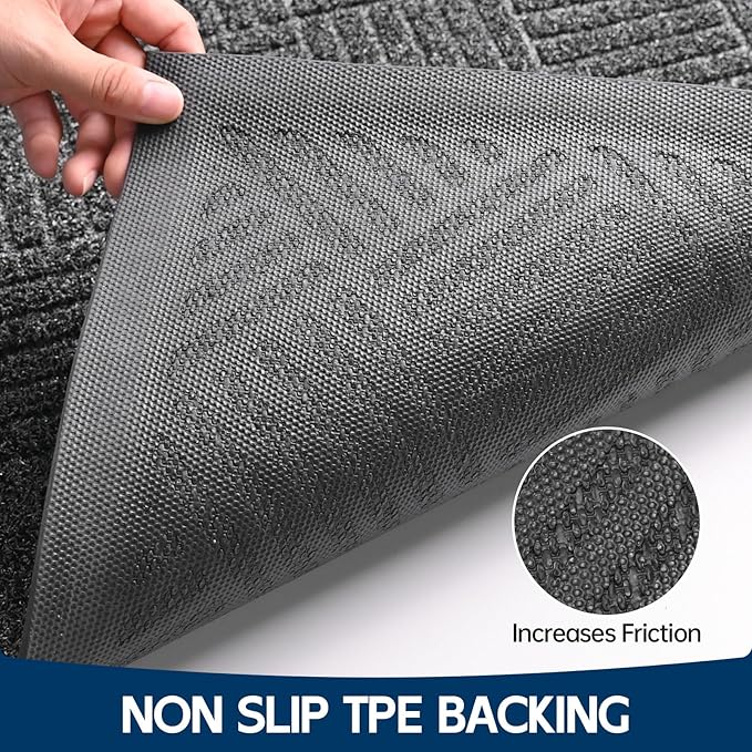 Front Door Mat Outside Entrance, 6' x 4' Heavy Duty Indoor Outdoor Door Mats for Entryway, Trap Dirt Outdoor Doormat Low Profile, Non Slip Welcome Mats for Front Door, Artificial Grass