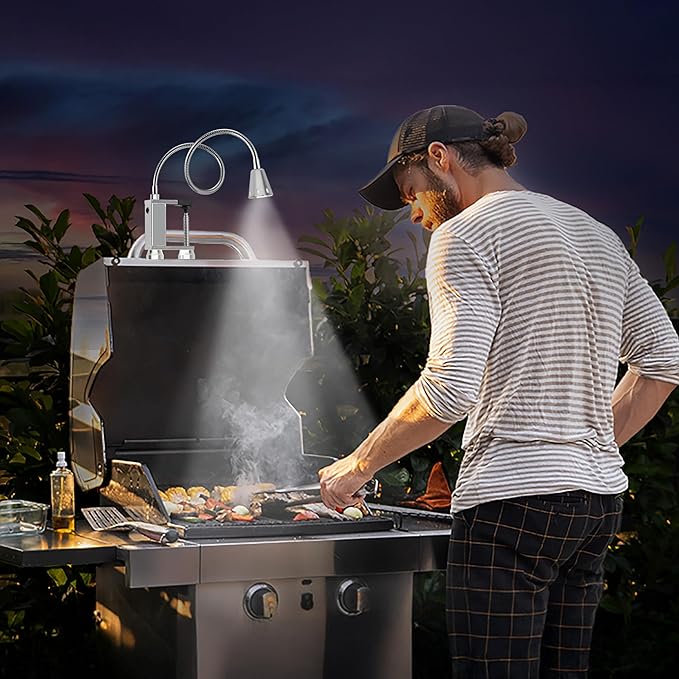 BBQ Grill Lights Magnetic Base Super-Bright LED Lights-360 Degree Flexible Gooseneck, Weather Resistant, Task Lighting Barbecue Grilling Gifts for Men Dad Husband (Silver, 1 Pack)