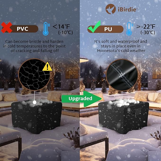 iBirdie Square Fire Pit Cover 40 x 40 inch Outdoor Waterproof and Weatherproof Heavy Duty 600D Patio Fireplaces Table Coffee Table Cover