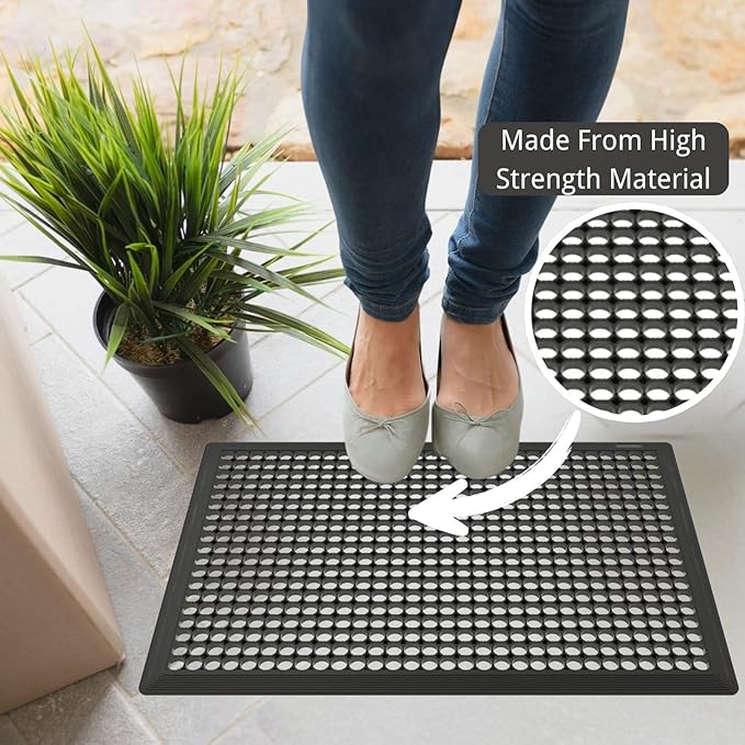 BESEA 2Pack Rubber Floor Mats 36 x 60 Inch – Heavy Duty Outdoor Door Mats with Non-Slip Mesh Design, Weatherproof Garage Floor Mat, Kitchen Floor Mat for Wet or Slippery Areas
