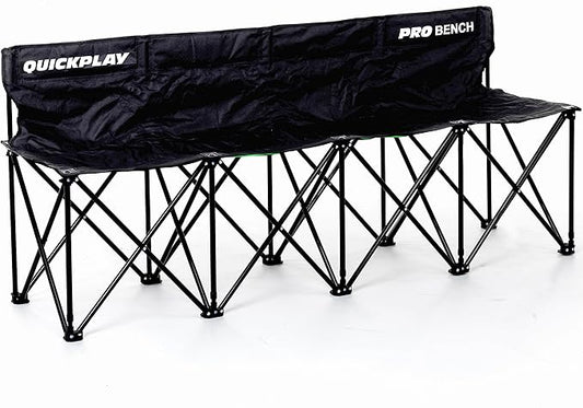 QUICKPLAY PRO Portable Folding Bench – Available in 4, 6, and 9 Seats & 6-Seat Shelter | Heavy-Duty, Fast Set-Up Seating for Sports, Camping, and Outdoor Activities