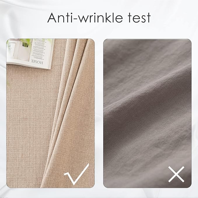 BALCONY & FALCON Rectangle Tablecloth Washable Wrinkle Resistant and Water Proof Table Cloth Decorative Linen Fabric Tablecloths for Dining Parties Kitchen Wedding and Outdoor Use (Beige, 107" Round)