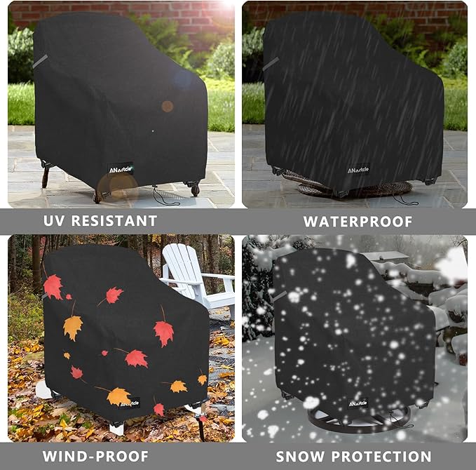 Patio Adirondack Chair Cover 2 Pack,600D Waterproof Heavy Duty Outdoor Chair Covers,Adirondack Chair Covers(30W x 34D x 36H inches),Patio Furniture Covers,Black