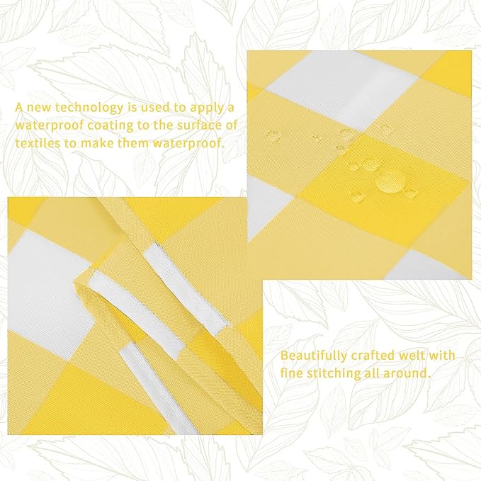 Fabric Checkered Table Runner 6 Pack Waterproof Gingham Table Runner 14W x 108L Buffalo Check Table Runners for Parties Kitchen Dining Wedding Banquet (Yellow and White)