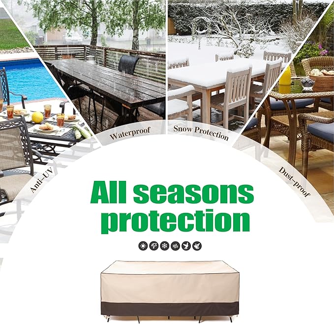 F&J Outdoors Patio Furniture Cover, Waterproof UV Resistant for Table & Chairs Set, 74"Wx47"Dx27.5"H