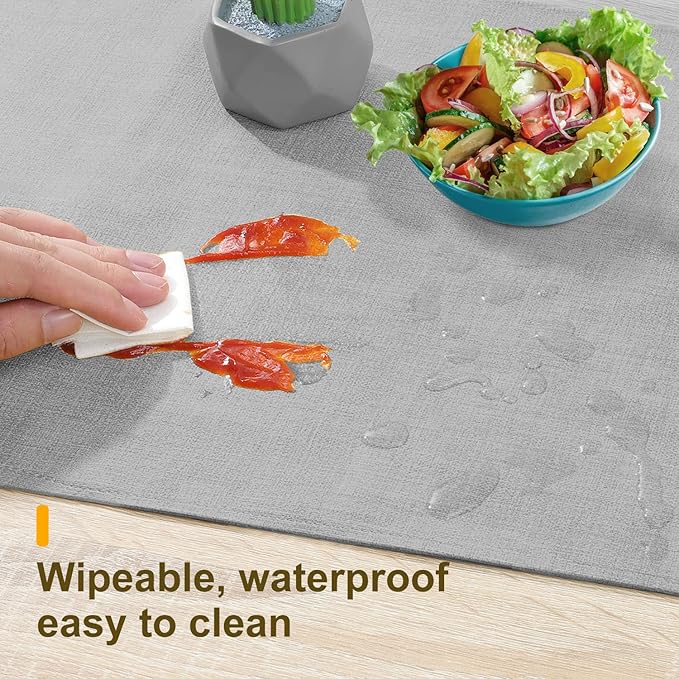 Wipeable Table Runner, Thick Farmhouse Dresser Runner, Rustic for Kitchen, Bedroom, Living Room, Indoor and Outdoor (72'', Grey)