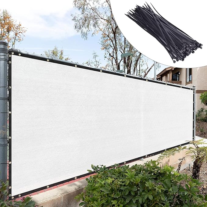 Royal Shade Custom Size 4' x 2' White Fence Privacy Screen Windscreen Cover Netting Mesh Fabric Cloth - Cable Zip Ties Included (We Make Custom Size)