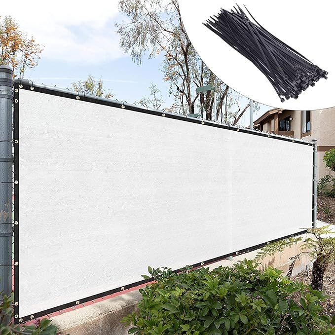 Royal Shade Custom Size 4' x 148' White Fence Privacy Screen Windscreen Cover Netting Mesh Fabric Cloth - Cable Zip Ties Included (We Make Custom Size)