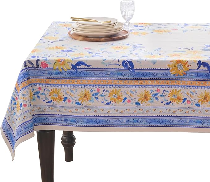 Maison d'Hermine Table Cloth Rectangle Table 100% Cotton Tablecloth for Dining Room, Farmhouse, Home, Hotel, Parties & Wedding - Ideal for Easter Decorations Spring & Summer (Girassol, 70" x 120")
