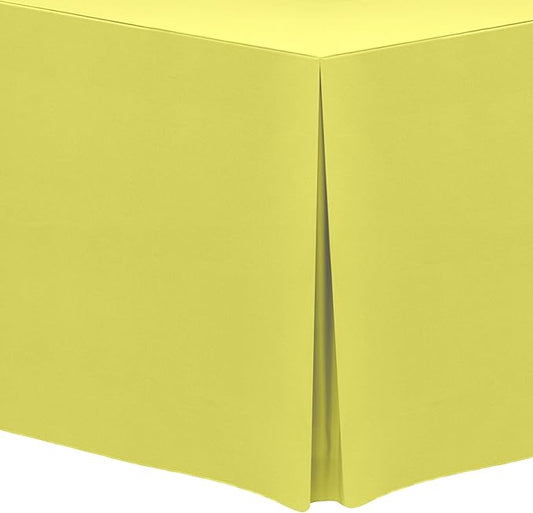 Ultimate Textile -10 Pack- 5 ft. Fitted Polyester Tablecloth - Fits 30 x 60-Inch Banquet and Folding Rectangular Tables - 42" H, Lemon Yellow