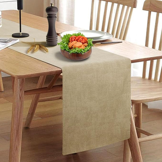 Waterproof Wipeable Table Runner, Thick Farmhouse Table Runner, Dresser Runner, Rustic Table Runner for Kitchen Dining Room, Bedroom, Living Room, Indoor and Outdoor (48'', Camel Brown)