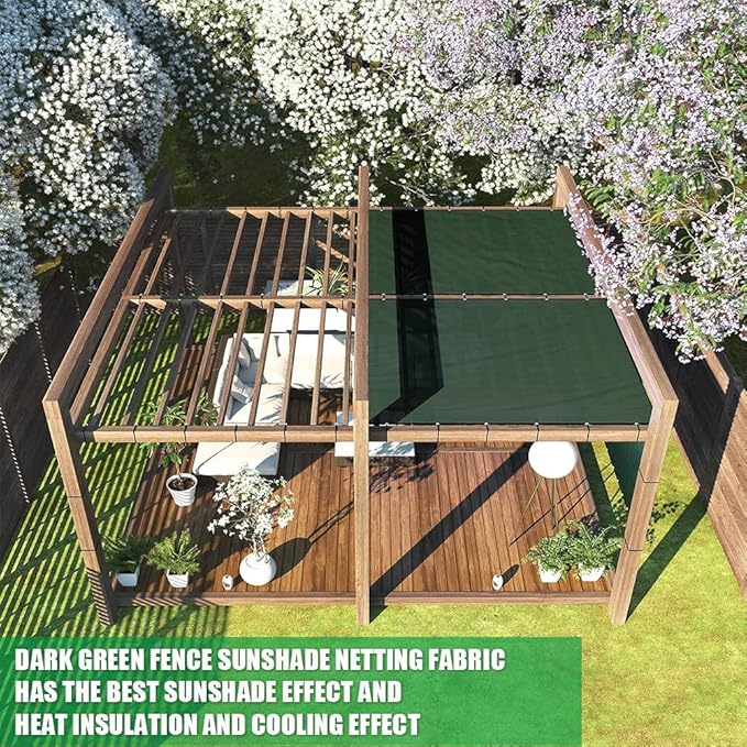 LITA 3' x 340' Garden Privacy Fence Screen Cover (HDPE) UV Protection Weather-Resistant Heavy Duty Shade Cover for Deck, Patio, Backyard, Outdoor Pool, Porch, Railing, Dark Green, Customizable