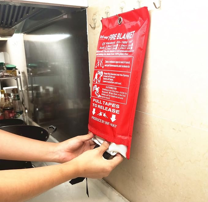 Inf-way Emergency Fire Blanket for Home and Kitchen, 5 Size for Choice, 2 Pack Large Fire Blanket 3.9x3.9ft
