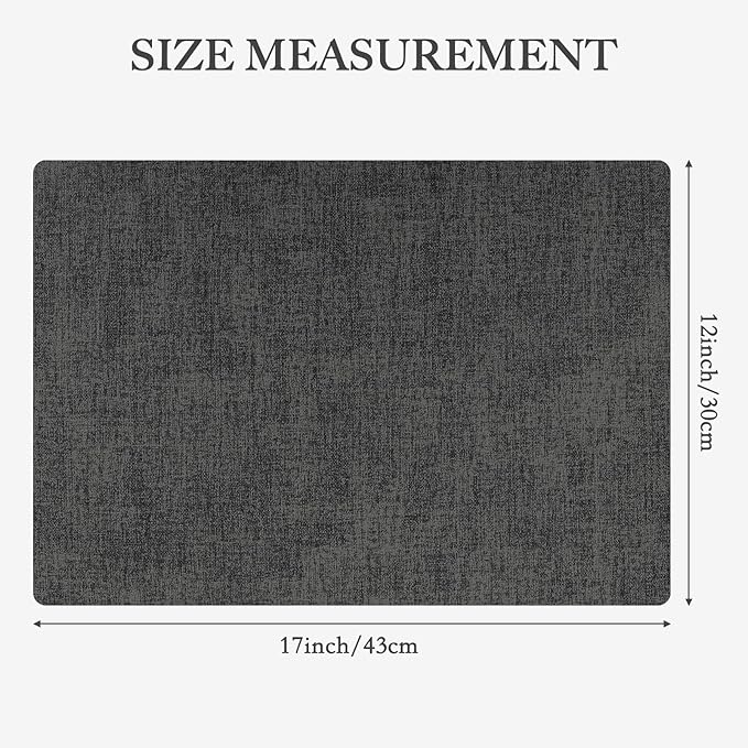 Faux Leather Heat Resistant Placemats Set of 4 – Waterproof Oilproof Wipeable Dining PU Place Mat Easy Clean Table Mats for Kitchen/Dining/Party/Holiday, Dark Grey
