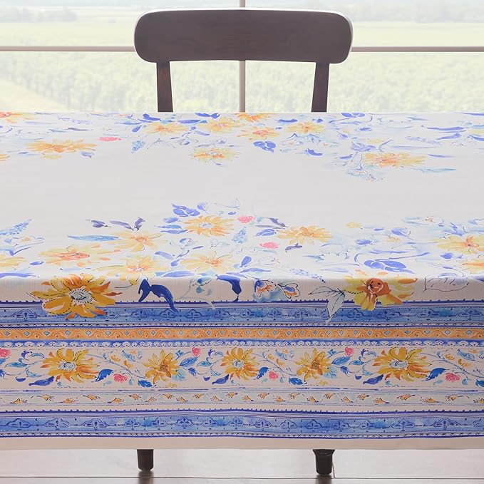 Maison d'Hermine Table Cloth Rectangle Table 100% Cotton Tablecloth for Dining Room, Farmhouse, Home, Hotel, Parties & Wedding - Ideal for Easter Decorations Spring & Summer (Girassol, 70" x 120")