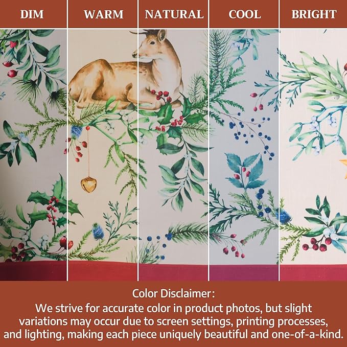 Maison d' Hermine Table Cloth Square Table 100% Cotton 54 x 54 Inches Fall Tablecloth Reusable Everyday Use for Thanksgiving Christmas Decorations Dining Farmhouse Party (Holly Time)