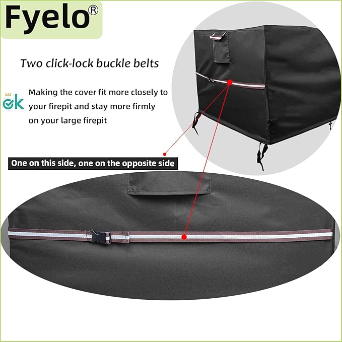 48 x 28 Inch Rectangular Fire Pit Cover for 45-48 Inch Outdoor Gas Fire Pit Tables, Waterproof 600D Heavy Duty Patio Firepit Table Cover UV Resistance, Black