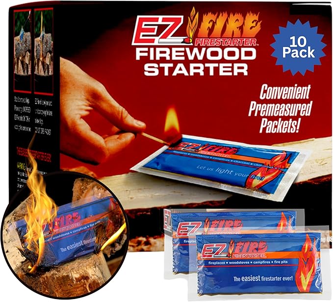 – All-Natural Fire Starters for Campfires, Fire Pits, BBQs & Fireplaces – Long Burning, Weather-Resistant, Non-Toxic & Easy to Light | 10 Pack