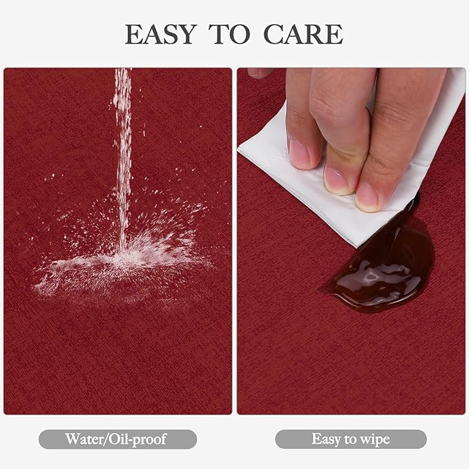 Faux Leather Heat Resistant Christmas Placemats Set of 4 – Waterproof Oilproof Wipeable Dining PU Vinyl Place Mat Easy Clean Table Mats for Kitchen/Dining/Party/Holiday, Red