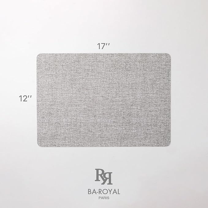 Faux Leather Placemats Set of 12 Vinyl Washable Wipeable Table Mats for Kitchen Dining Table Heat Resistant Waterproof Modern Indoor/Outdoor Placemats Non-Slip Easy Clean Place Mats (Mid Gray)