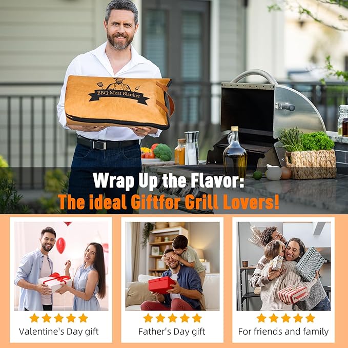 BBQ Blanket for Resting Meat,Reusable Smoker Grilling Meat Insulated Resting Bag with Wide Mouth for Large Brisket/Beef/Pork Shoulders/Turkeys (BBQ Blanket 23in)