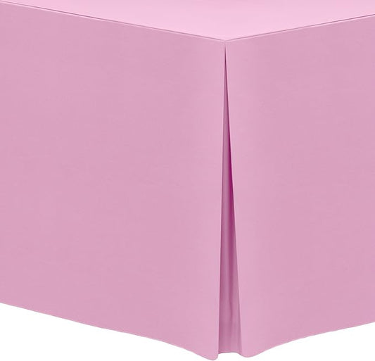 Ultimate Textile -2 Pack- 5 ft. Fitted Polyester Tablecloth - Fits 30 x 60-Inch Banquet and Folding Rectangular Tables - 42" H, Pink Balloon