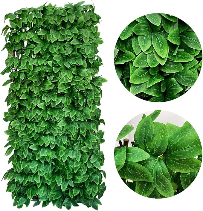 Expandable Fence Privacy Screen for Balcony Patio Outdoor,Decorative Faux Ivy Fencing Panel,Artificial Hedges (Single Sided Leaves) (2, Peony Leaf)