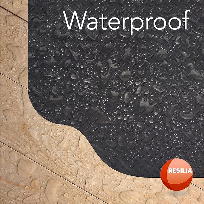 RESILIA Large Under Grill Mat – Heavy Duty, Reusable Outdoor Floor Protector Mats for Deck, Patio, & Garage – 72 Inch x 48 Inch with 12 Inch Splatter Protection Lip, Black Diamond Plate, Made in USA