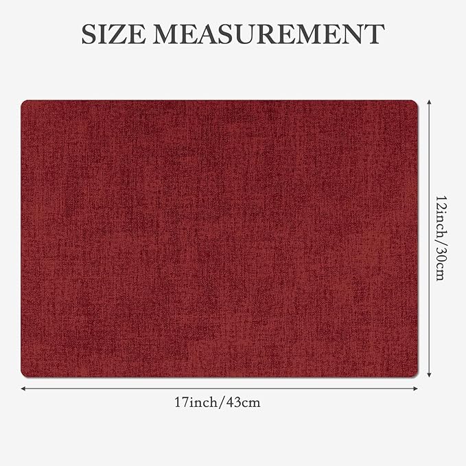 Faux Leather Heat Resistant Christmas Placemats Set of 4 – Waterproof Oilproof Wipeable Dining PU Vinyl Place Mat Easy Clean Table Mats for Kitchen/Dining/Party/Holiday, Red
