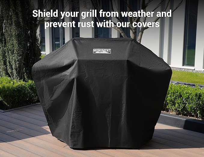 Monument Grills Denali 405 4-Burner Liquid Propane Gas Smart BBQ Grill Stainless Steel with BBQ Cover(2 items)