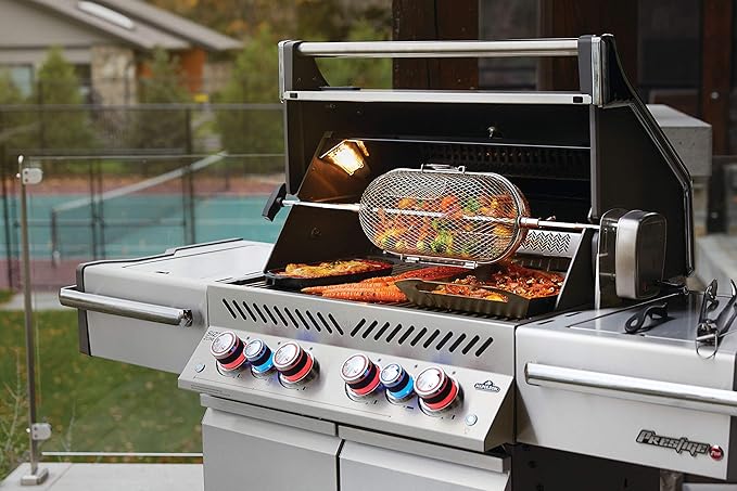 Napoleon PRO500RSIBPSS-3 Prestige PRO BBQ Propane Gas Grill, 500 sq.in. + Infrared Side and Rear Burners, Stainless Steel