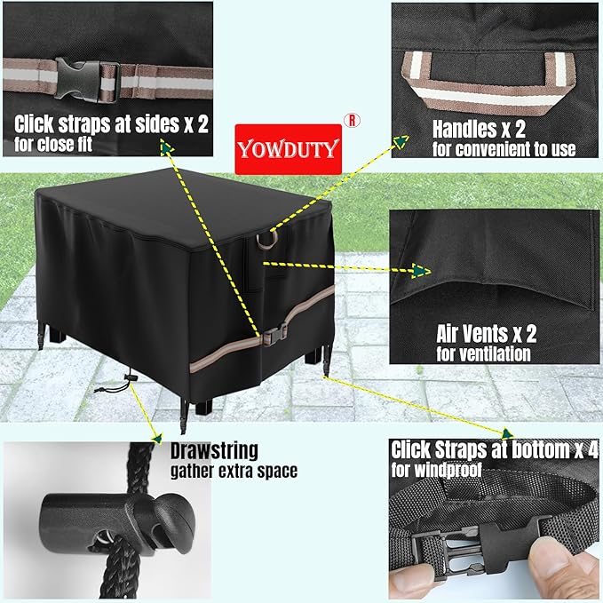 Rectangular Propane Gas Fire Pit Table Cover 52x34x24, Waterproof Heavy Duty 600D Rectangle Outdoor Fireplace Cover 52 Inch, All-weather Protection For Patio Firepit Table 49-52 inch