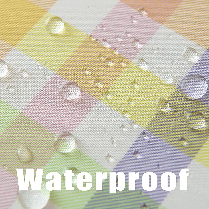 Gingham Easter Tablecloth Fabric - Colorful Oblong 58x120 Water Resistant Farmhouse Plaid Table Cloth for Indoor/Outdoor Use - Easter Gifts Perfect for Birthday, Picnics, Gardens