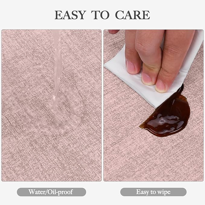 Faux Leather Heat Resistant Placemats Set of 6 – Waterproof Oilproof Wipeable Dining PU Place Mat Easy Clean Table Mats for Kitchen/Dining/Party/Holiday, Pink